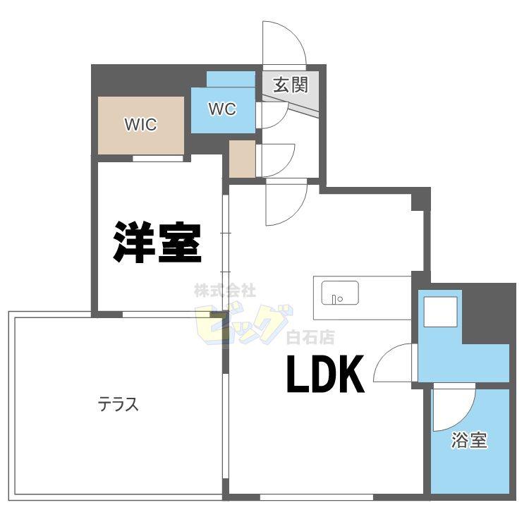 GLACIER東札幌(1LDK/1階)の間取り写真