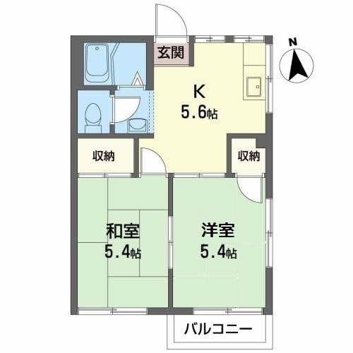 エクセルハイツ(2K/2階)の間取り写真