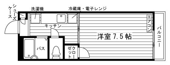 エスペランサ1(1K/2階)の間取り写真