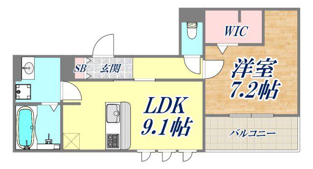 エルフォルク新神戸(1LDK/1階)の間取り写真