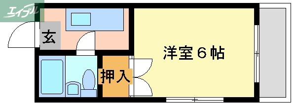 ポスト大元(1K/2階)の間取り写真