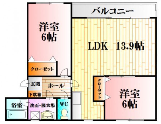 パルテール(2LDK/1階)の間取り写真