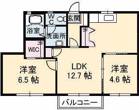 グランシードM・SA棟(2LDK/2階)の間取り写真