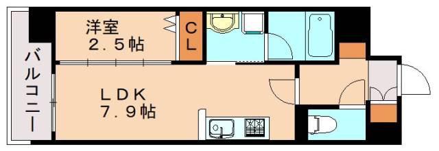 サニークレスト須崎町(1LDK/8階)の間取り写真
