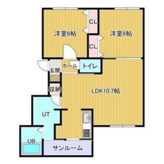 アルカサール金堀(2LDK/4階)の間取り写真
