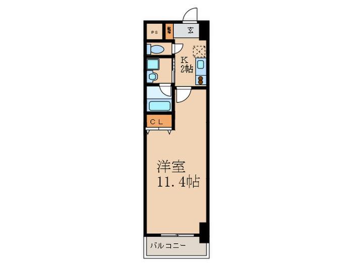 ルーエ江坂(1K/3階)の間取り写真