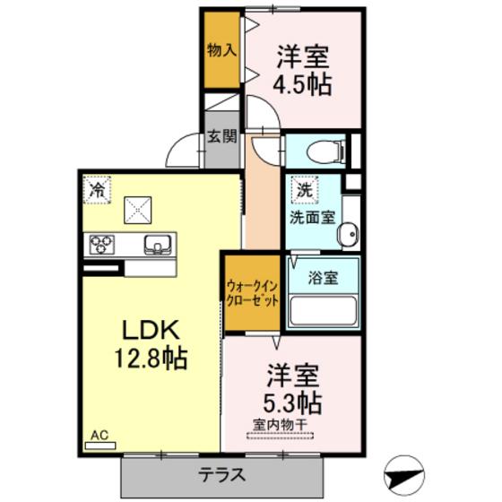 エスペーロ(2LDK/1階)の間取り写真