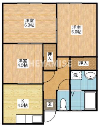 吉田アパート(3DK/1階)の間取り写真