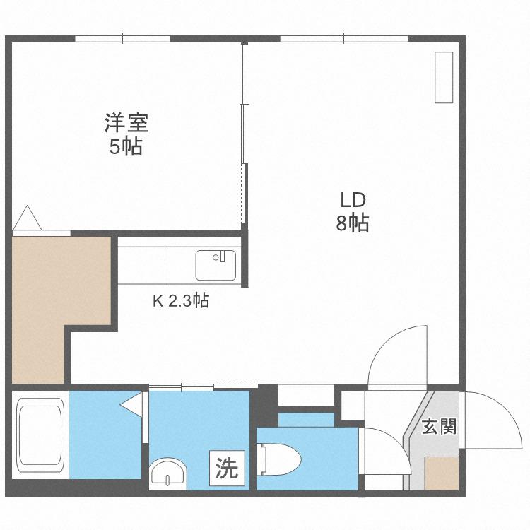 アルス新道東(1LDK/2階)の間取り写真