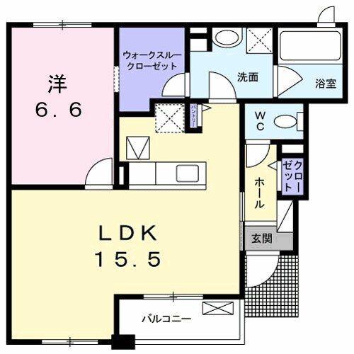 エクセレント カーサII(1LDK/1階)の間取り写真