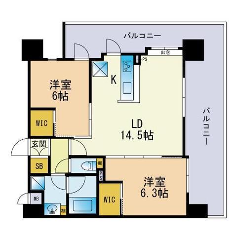 シェミネ高宮通(2LDK/8階)の間取り写真