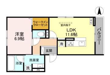 カームコート門戸(1LDK/3階)の間取り写真