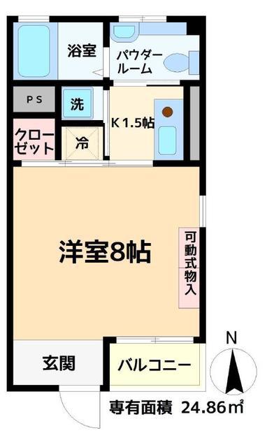 フェイス(1K/2階)の間取り写真