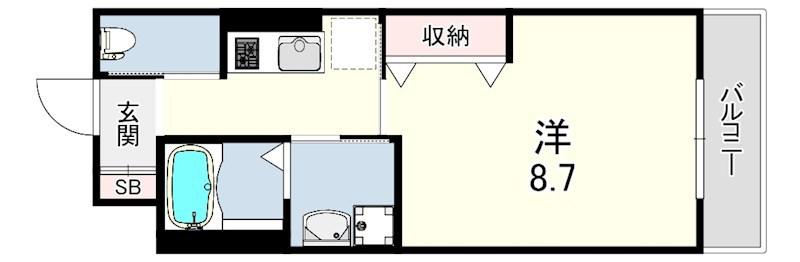 カーサ クラージュ(1K/2階)の間取り写真