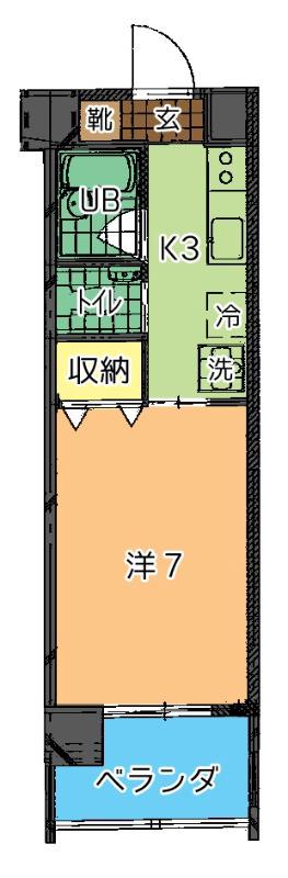 トーマス普天間(1K/5階)の間取り写真