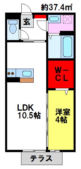 セイシェル・大山(1LDK/1階)の間取り写真