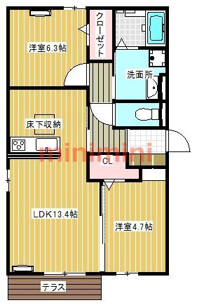 SPECIALE(2LDK/1階)の間取り写真