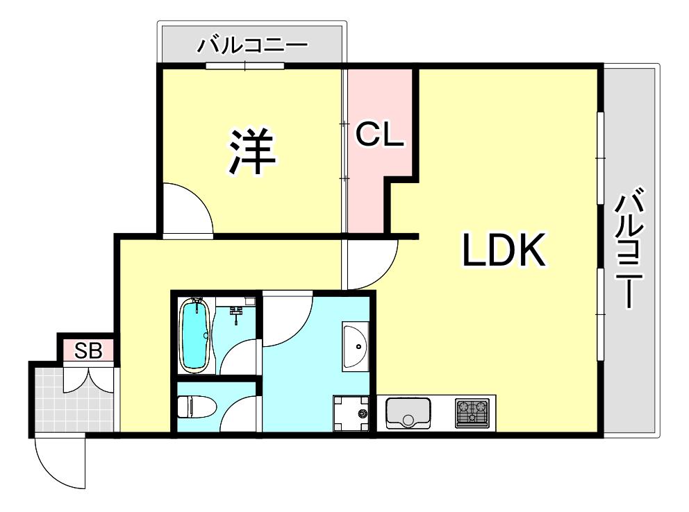 御影城ノ前パーク・ハイム(1LDK/1階)の間取り写真