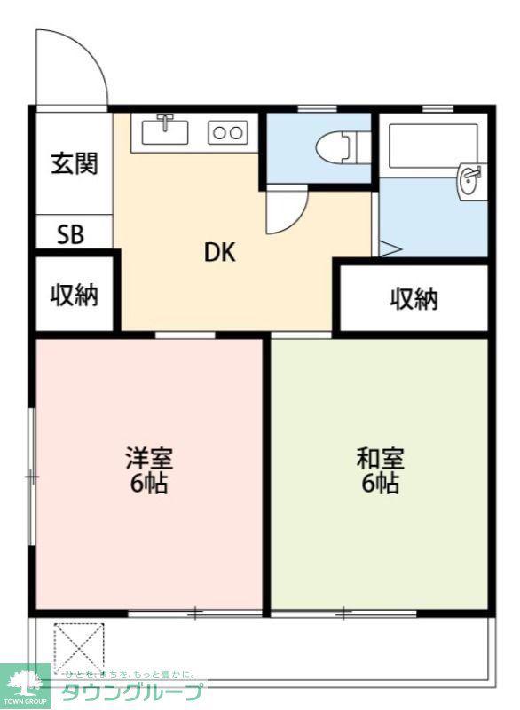 グレース南柏I(2DK/2階)の間取り写真