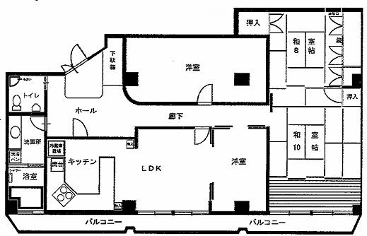 エーワンコーポ(4LDK/6階)の間取り写真