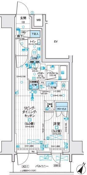 デュオステージ相模大野(1LDK/4階)の間取り写真