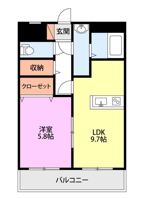 アビタシオン(1LDK/2階)の間取り写真