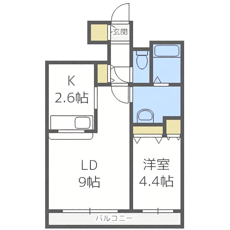 フェバリット ラ セスト(1LDK/9階)の間取り写真