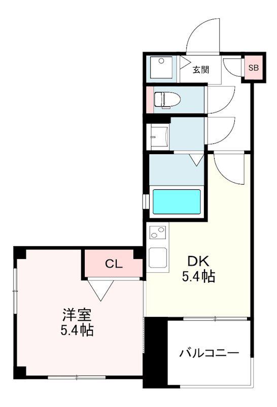 グランフォーレ薬院(1DK/10階)の間取り写真