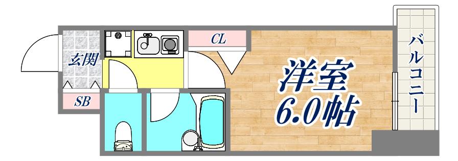 エスリード三宮第3(1K/6階)の間取り写真