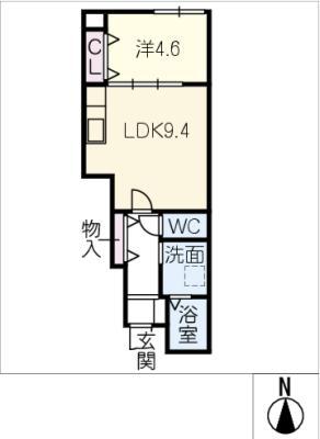 OCEAN 松阪(1LDK/1階)の間取り写真