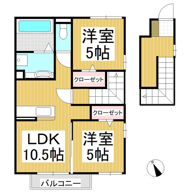 アルシャヴィン(2LDK/2階)の間取り写真