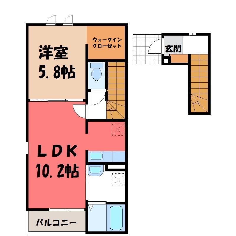 グランドF・LOGIE(1LDK/2階)の間取り写真