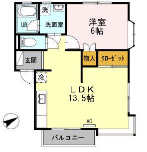 みのるハイムB(1LDK/1階)の間取り写真