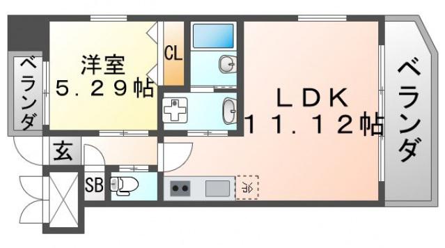 プレジオ吹田(1LDK/5階)の間取り写真