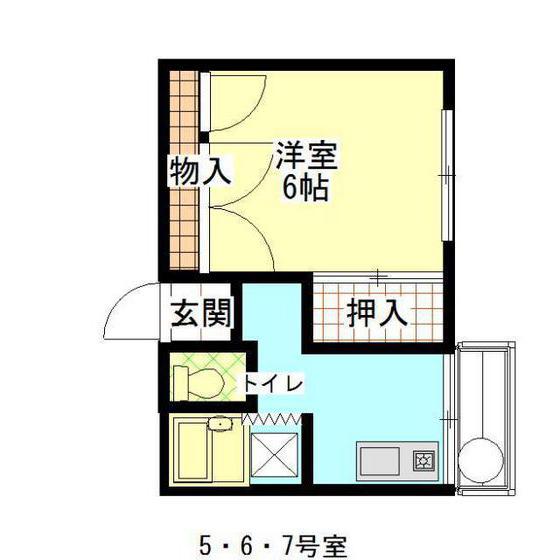 サンシャイン5(1K/2階)の間取り写真