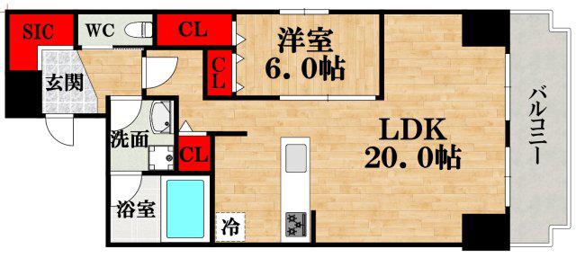 BANIX北堀江(1LDK/11階)の間取り写真