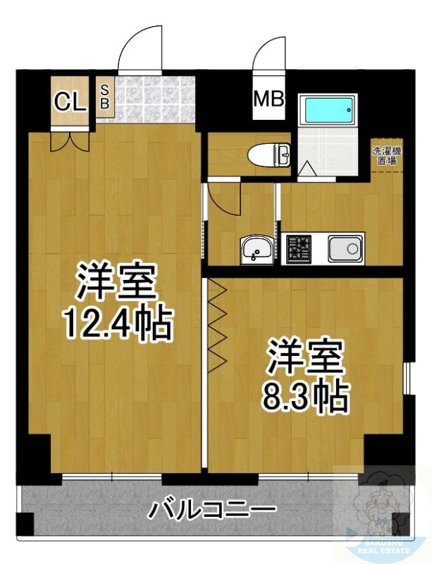 ディノ馬町(2K/2階)の間取り写真