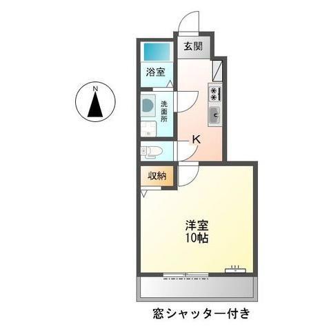 メルヴェールA(1K/1階)の間取り写真