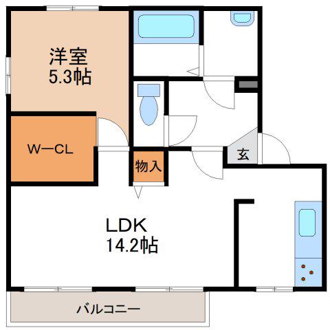ドミールN-2(1LDK/1階)の間取り写真