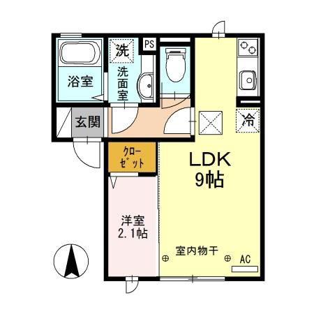 ラ・ステラ太田町(1LDK/1階)の間取り写真
