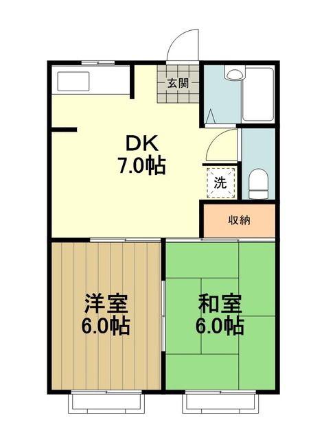 オリーブガーデン西八王子(2DK/2階)の間取り写真