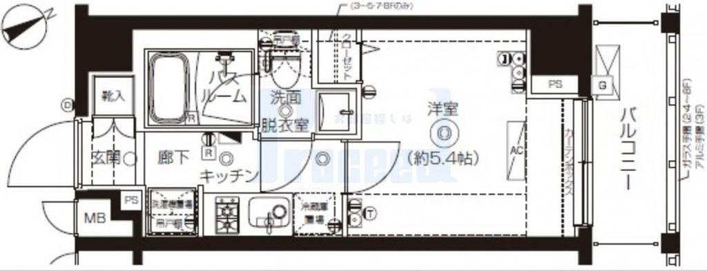 ZOOM上板橋(1K/2階)の間取り写真