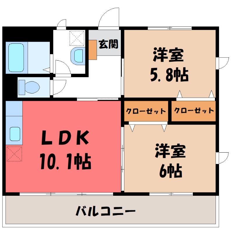 ニューグランド オアシス(2LDK/1階)の間取り写真
