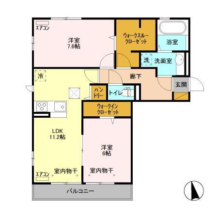 ラ ポルト(2LDK/1階)の間取り写真
