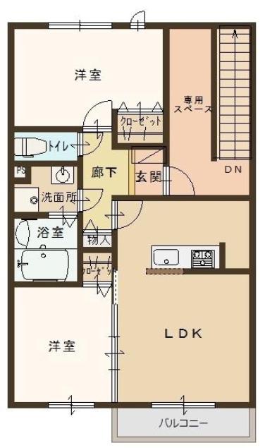 ファミーユコート(2LDK/2階)の間取り写真