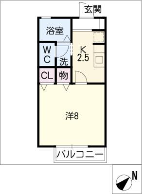 ケーナ保田(1K/2階)の間取り写真