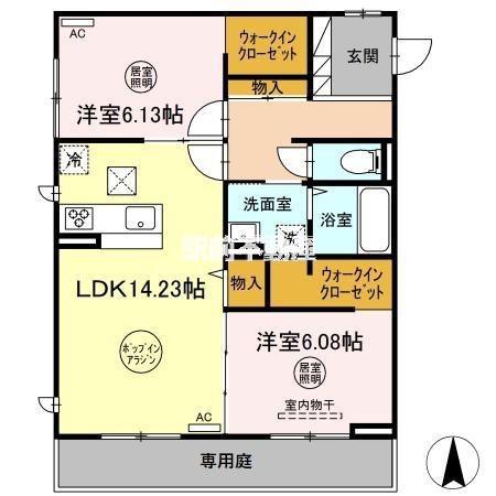 S・レーヴ(2LDK/1階)の間取り写真