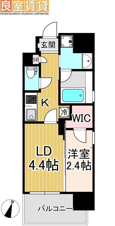 シーズンフラッツ矢場(2K/10階)の間取り写真
