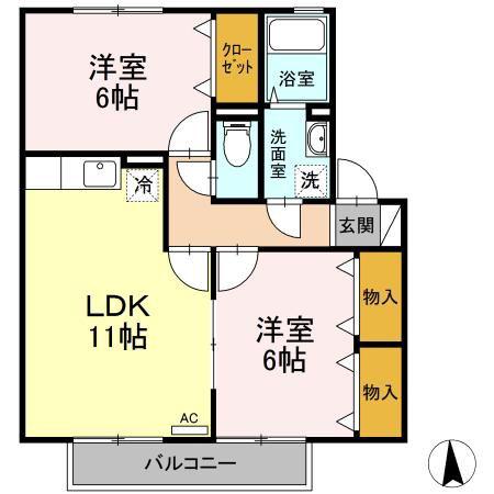 グランドウィン さくら(2LDK/2階)の間取り写真