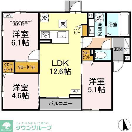 CLAIREAクレリア(3LDK/1階)の間取り写真